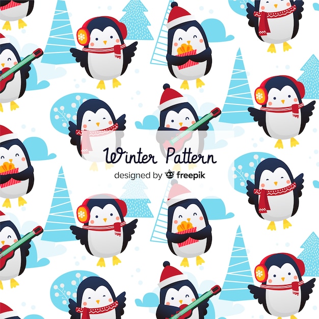 Gratis vector platte winter patroon collectie