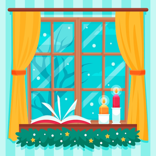 Gratis vector platte winter raam illustratie