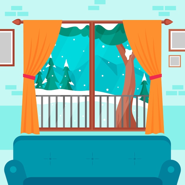 Gratis vector platte winter raam illustratie