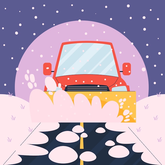 Gratis vector platte winter sneeuwploeg illustratie