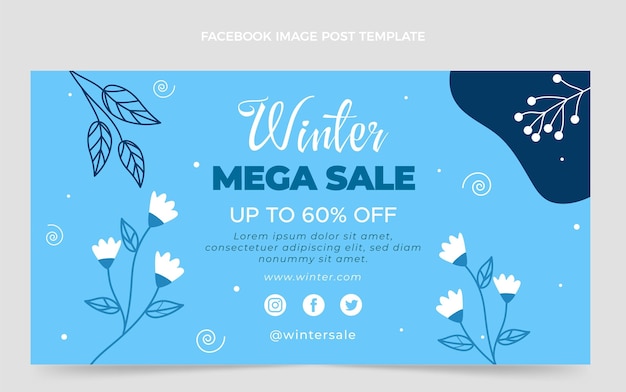 Gratis vector platte winter social media postsjabloon