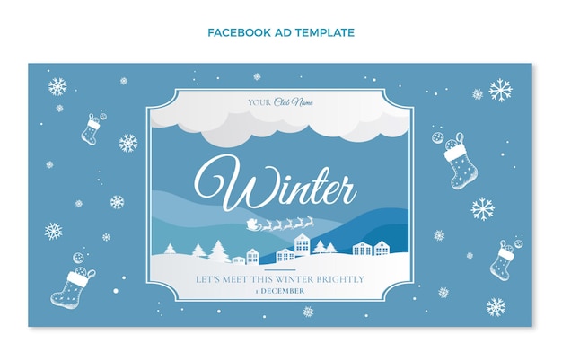 Gratis vector platte winter social media promo sjabloon