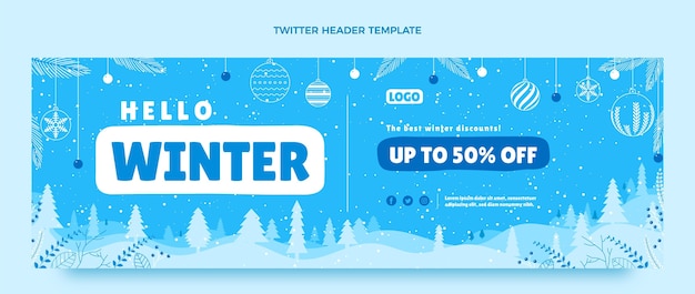 Gratis vector platte winter twitter header