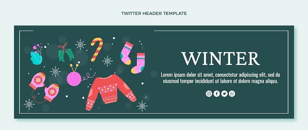 Gratis vector platte winter twitter header