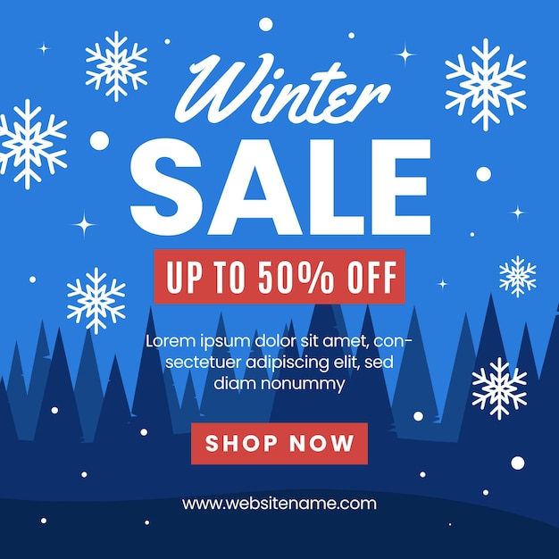 Gratis vector platte winter verkoop illustratie