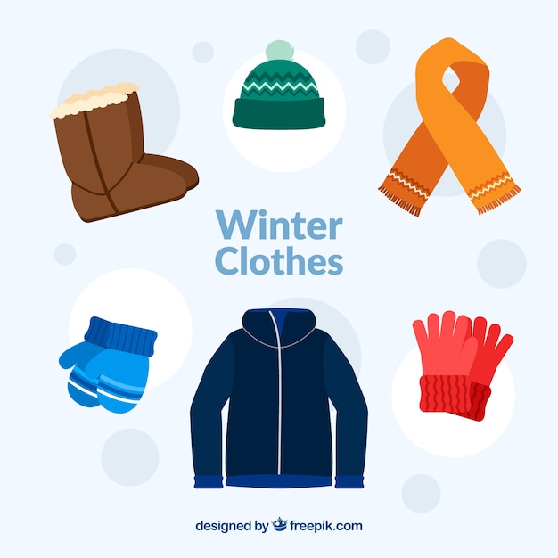 Gratis vector platte winterkleren set