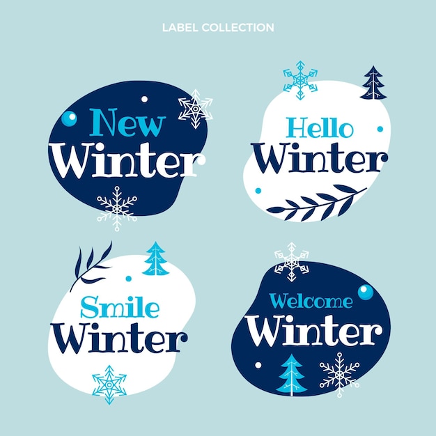 Gratis vector platte winterlabels collectie