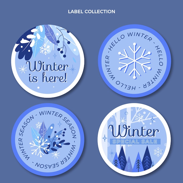 Platte winterlabels collectie