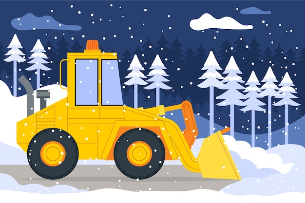 Gratis vector platte winterseizoen sneeuwploeg illustratie