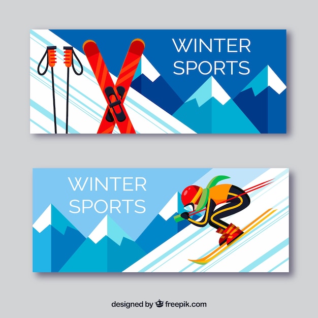 Gratis vector platte wintersport banners