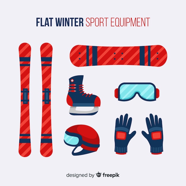 Gratis vector platte wintersportuitrusting