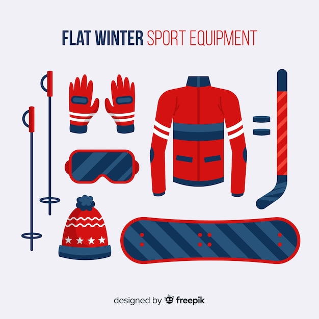 Gratis vector platte wintersportuitrusting