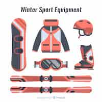 Gratis vector platte wintersportuitrusting