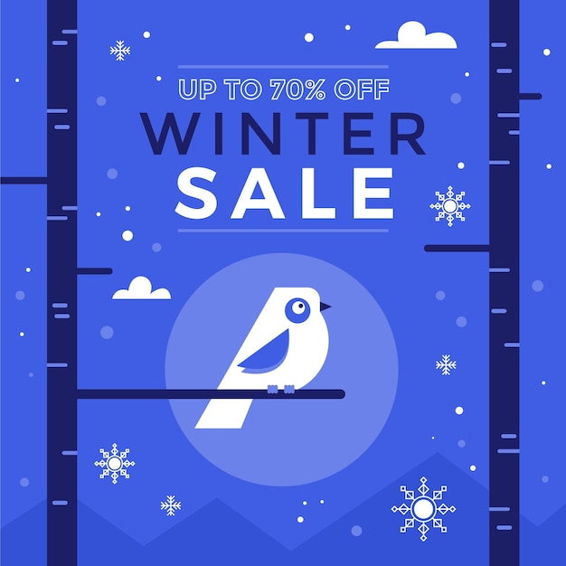 Gratis vector platte winteruitverkoop illustratie en banner