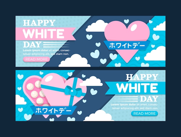 Platte witte dag horizontale banners set