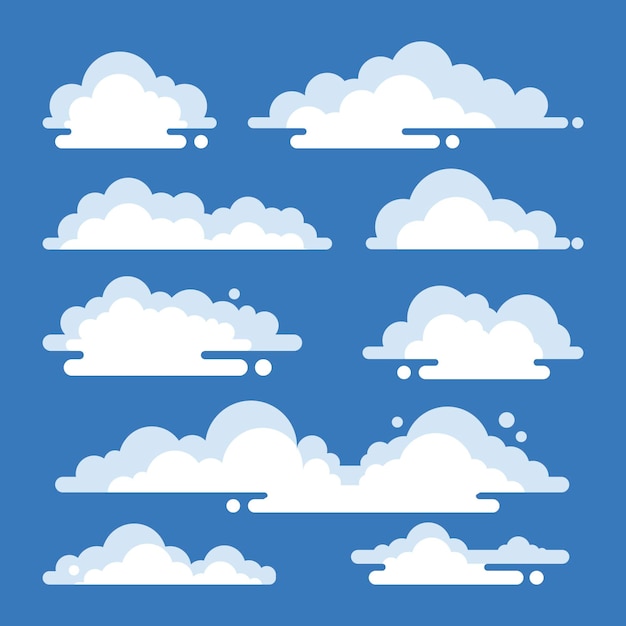 Gratis vector platte wolken collectie