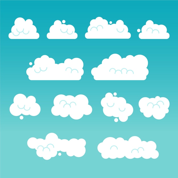 Gratis vector platte wolken collectie