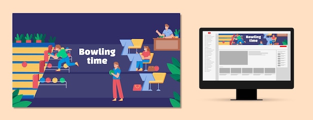 Platte youtube-kanaalkunst voor bowlingtoernooien