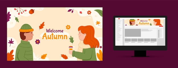 Gratis vector platte youtube-kanaalkunst voor herfstviering