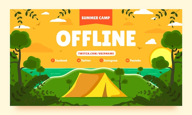 Gratis vector platte zomer camping twitch achtergrond