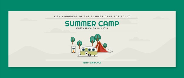 Gratis vector platte zomer camping twitter header