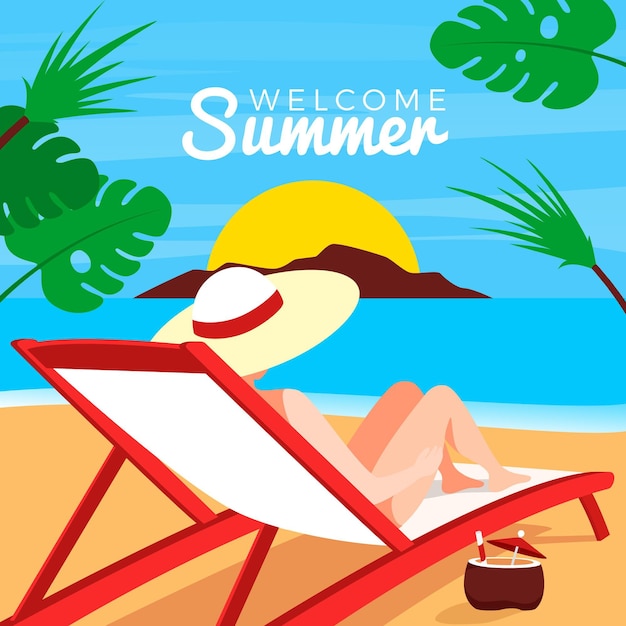 Gratis vector platte zomer illustratie