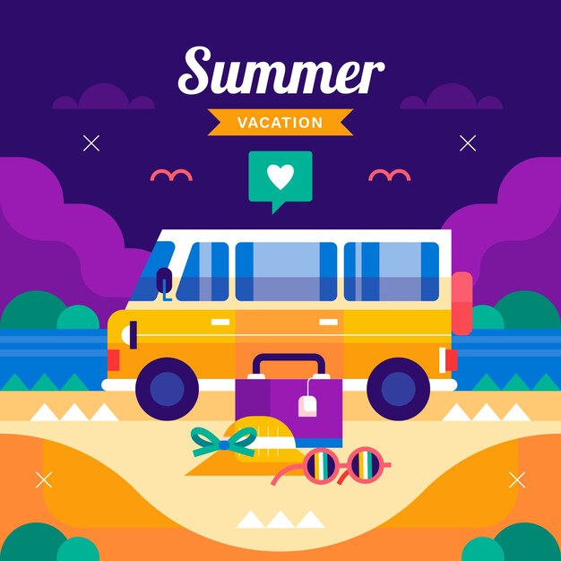 Platte zomer illustratie