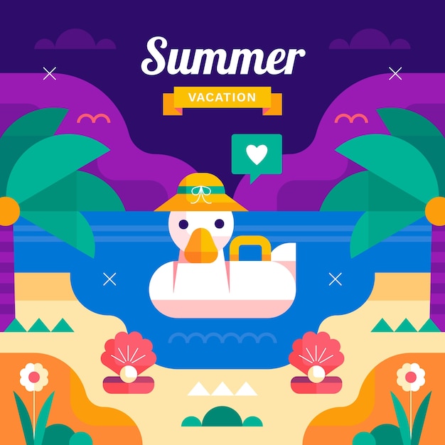 Gratis vector platte zomer illustratie