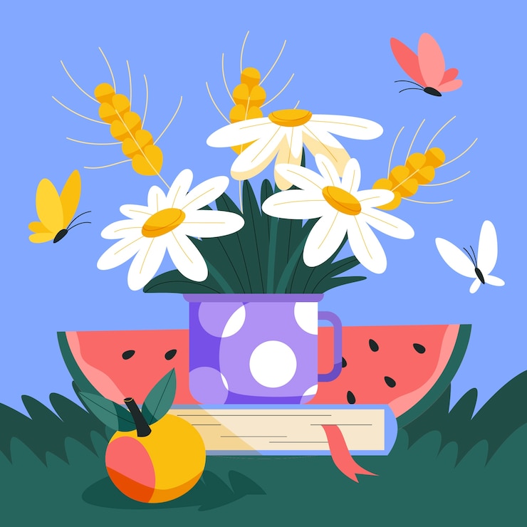 Gratis Vector platte zomer illustratie