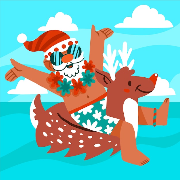 Platte zomer kerst illustratie