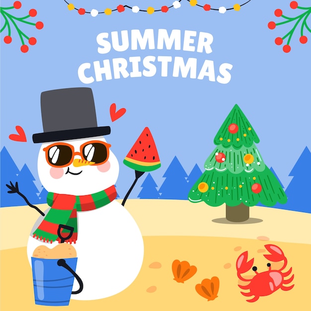 Platte zomer kerst illustratie