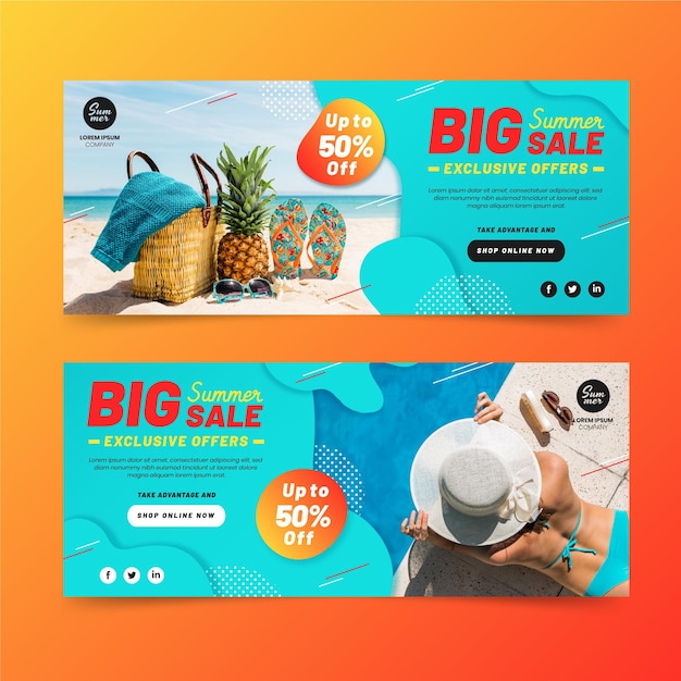 Platte zomer verkoop banner met foto