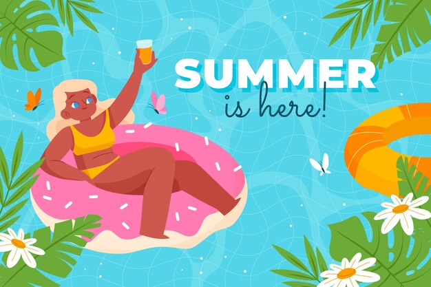 Platte zomer vibes illustratie met