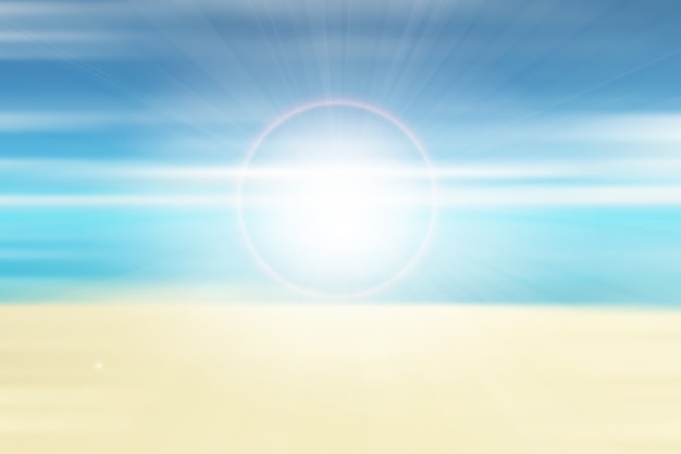 Platte zomerachtergrond met zonneschijn