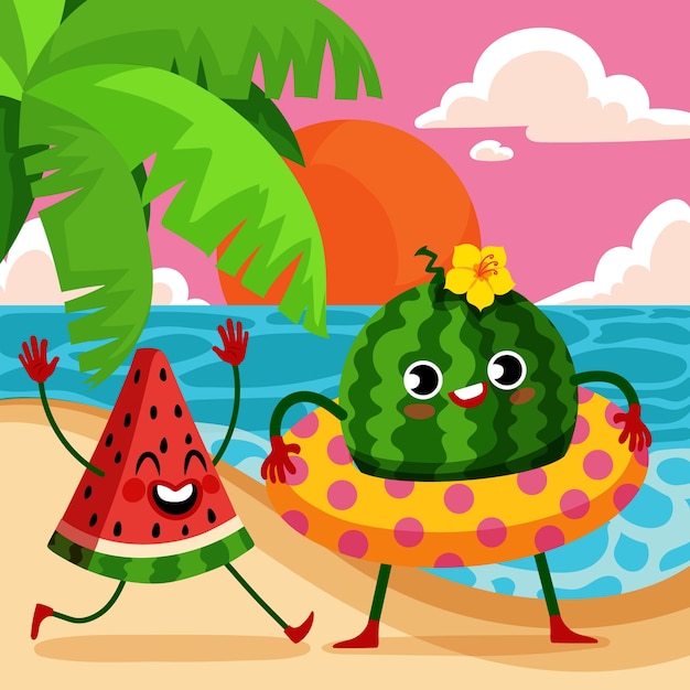 Gratis vector platte zomervakantie illustratie