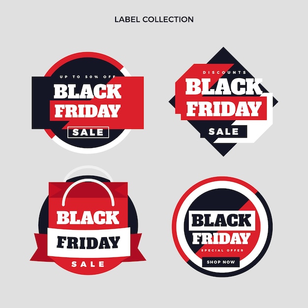 Gratis vector platte zwarte vrijdag labels collectie