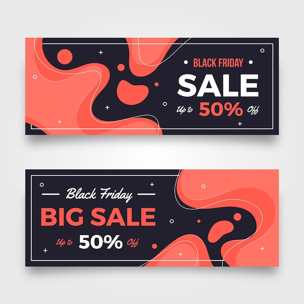 Gratis vector platte zwarte vrijdag verkoop horizontale banners set