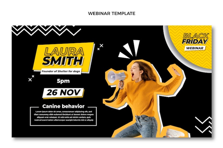 Gratis Vector platte zwarte vrijdag webinar-sjabloon