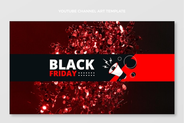 Gratis vector platte zwarte vrijdag youtube-kanaalkunst