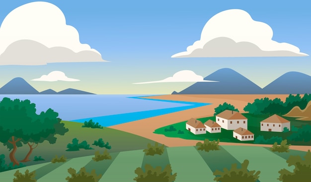 Gratis vector platteland landschap illustratie