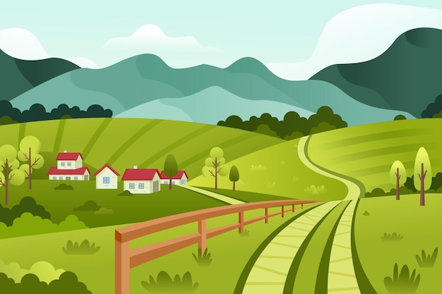 Gratis vector platteland landschap illustratie