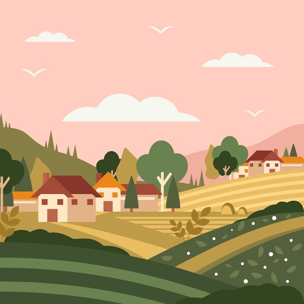 Gratis vector platteland landschap