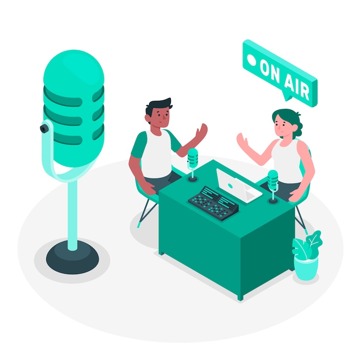 Gratis Vector podcast concept illustratie