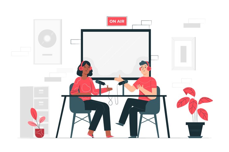 Gratis Vector podcast concept illustratie