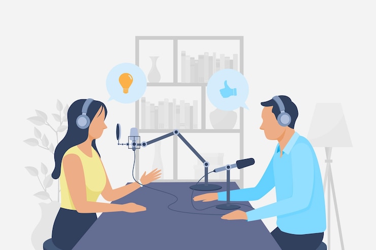 Gratis Vector podcast concept illustratie