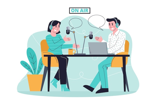 Gratis vector podcast concept illustratie