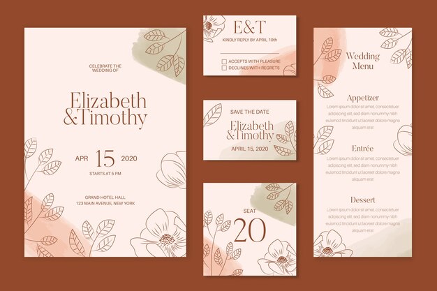 Poeder pastel bruiloft briefpapier
