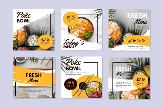 Poke bowl instagram posts-collectie