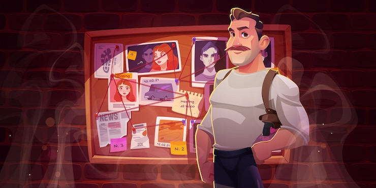 Gratis Vector politie-inspecteur en recherchebureau