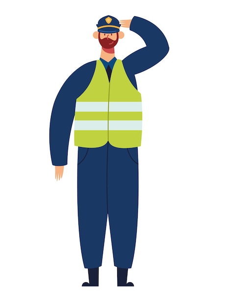 Gratis vector politie staande officier met vest